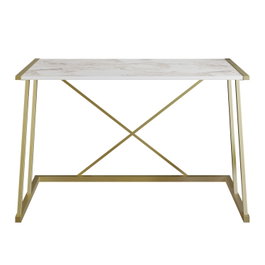 Hanah Home Mesa de Estudio Glamurosa Blanca y Dorada, 120x75x60 cm